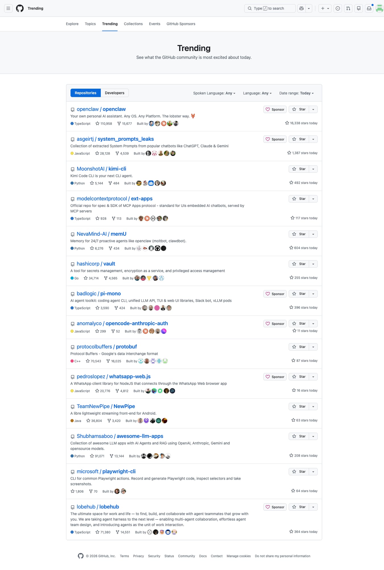 GitHub Trending Repositories - January 30, 2026